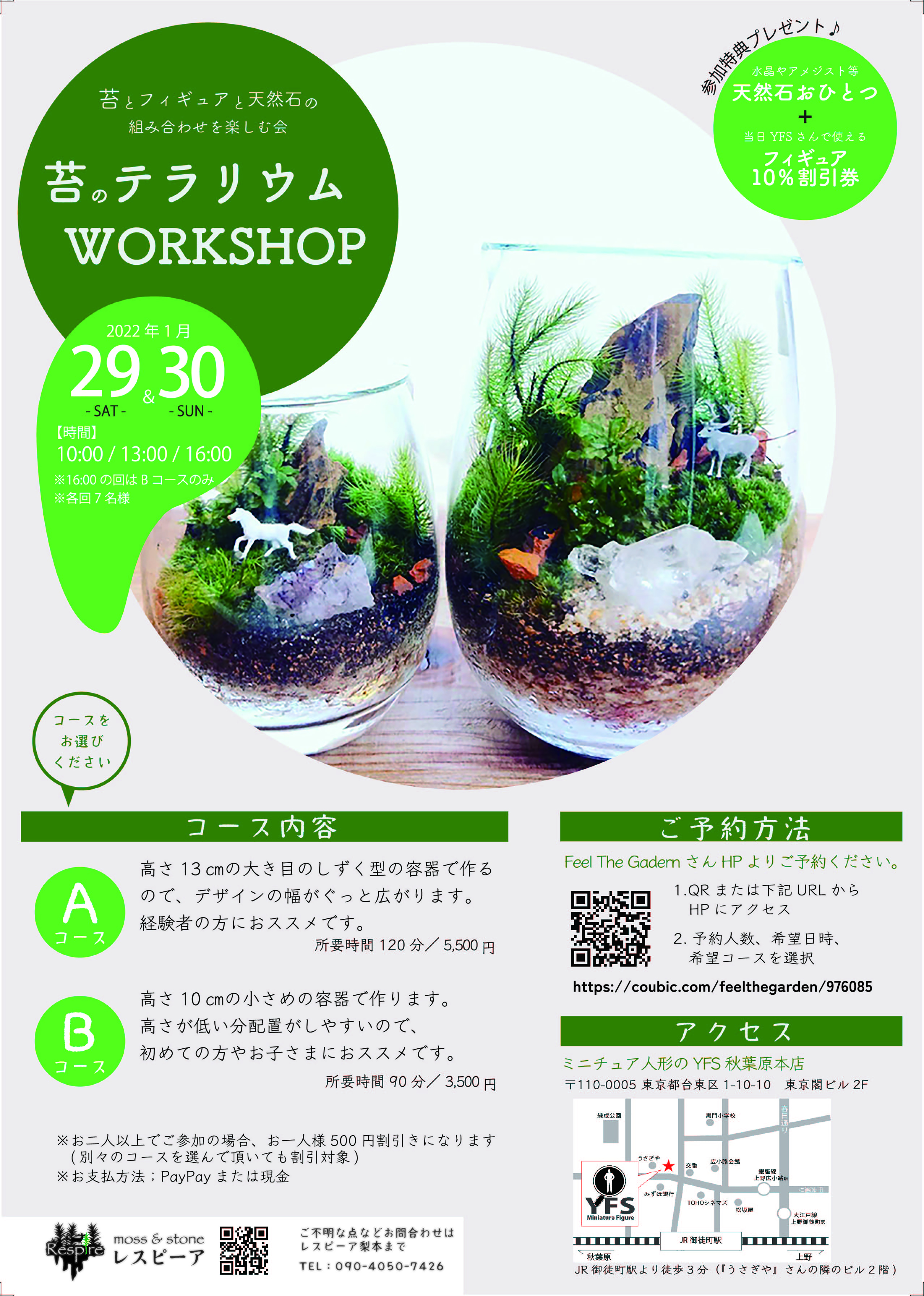 苔のテラリウム ワークショップ告知チラシ|秋葉原